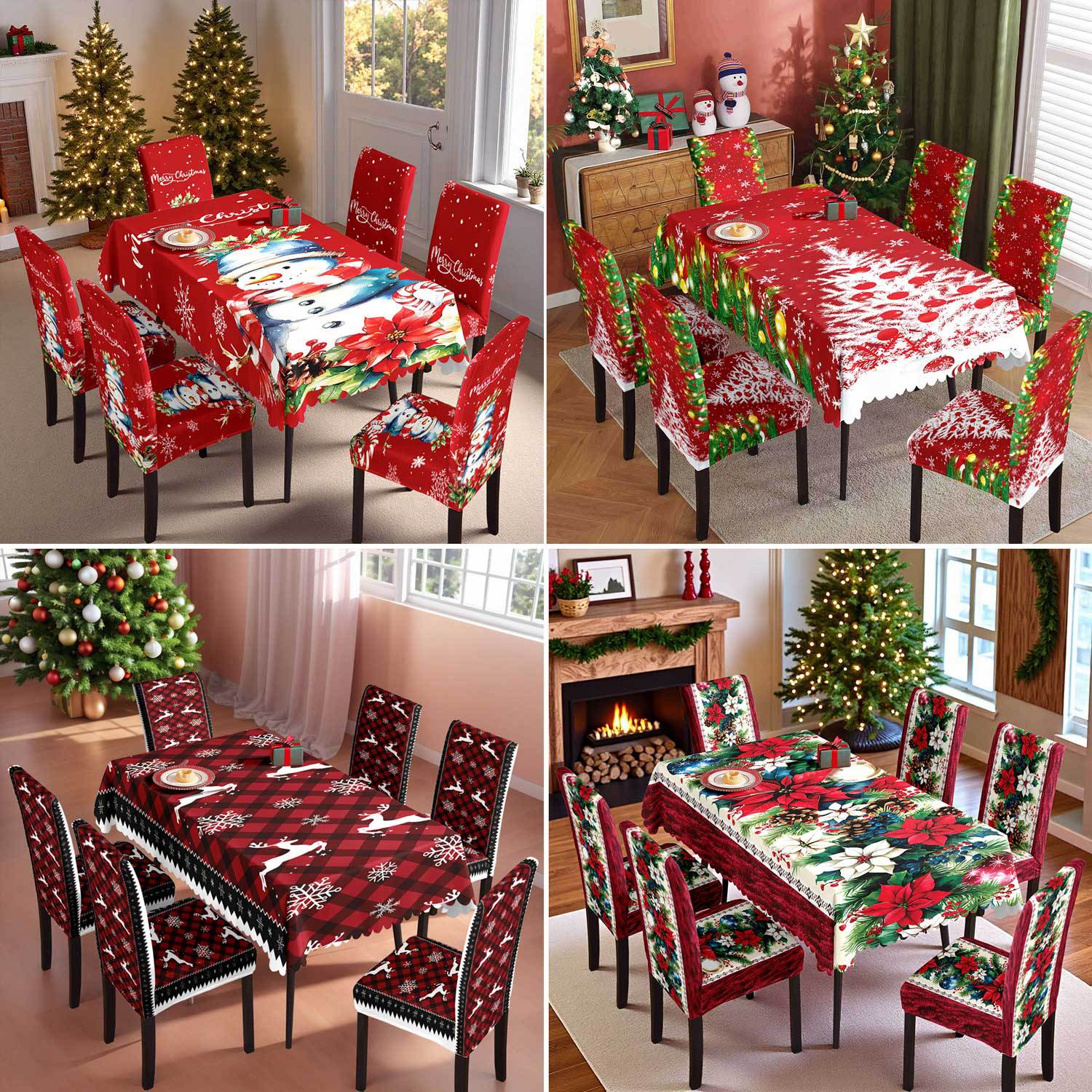 Set Navideño de Mantel + 6 Fundas Silla