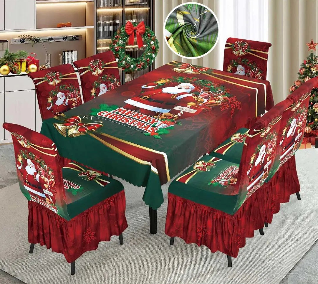Set Navideño de Mantel + 6 Fundas Silla